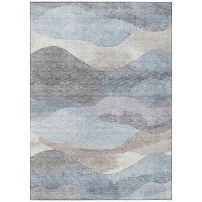 HomeRoots 5' X 8' Sky Blue And Beige Abstract Washable Indoor Outdoor Area Rug