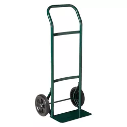 Harper Trucks 55HA22 300 Pound Capacity Steel Hand Push Truck Dolly with 8-Inch Flat-Free Rubber Tread Wheels for Home and Commercial Use, Dark Green