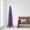 Puleo 6' Pre-Lit Artificial Alpine Purple Pencil Tree - 4 of 4
