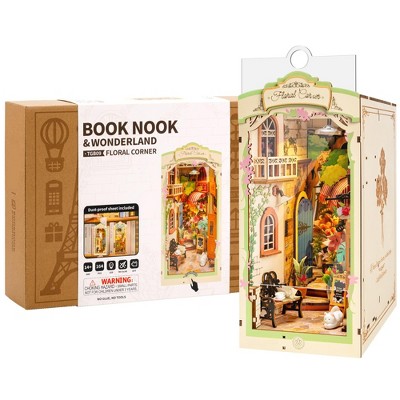 Детские куклы Etokfoks DIY Book Nook Kit Floral Corner 3D Puzzle for Adults 1 Kit Miniature Bookshelf Insert with Intricate Floral Design Decor — фото 8