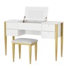 3-in-1 Small Vanity Desk with Flip Top Mirror and LED Lights, Makeup Vanity Table Set with 5 Drawers, Adjustable Lighting Modes and Cushioned - 2 of 4