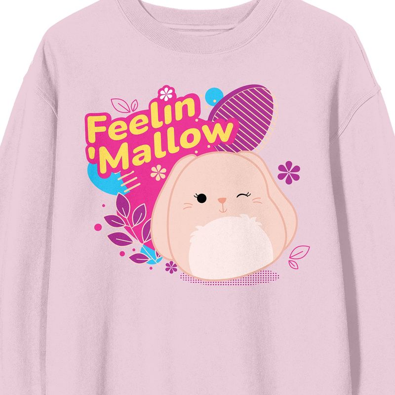 Squishmallows "Feelin' Mallow" Adult Pink Crew Neck Long Sleeve Sweatshirt, 2 of 3