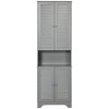 HOMCOM Tall Narrow Bathroom Storage Cabinet with Doors and Shelf Adjustability, Freestanding Bathroom Linen Cabinet, Bathroom Floor Cabinet - 4 of 4