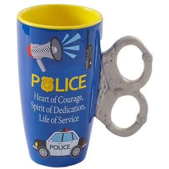 The Lakeside Collection Policeman Flashlight Design Ceramic Coffee Mug with Inspirational Quote