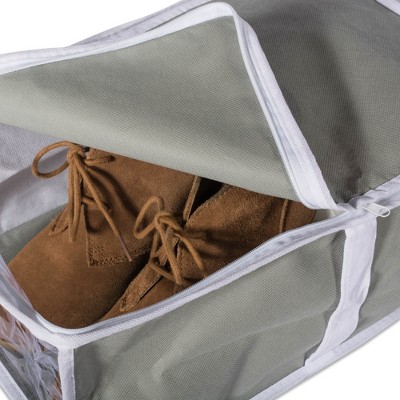 Gray Plastic Collapsible Under Bed Storage Cube Set