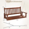 Costway 2-Person Wooden Outdoor Porch Swing Heavy Duty Patio Hanging Bench Chair Brown/White - 4 of 4