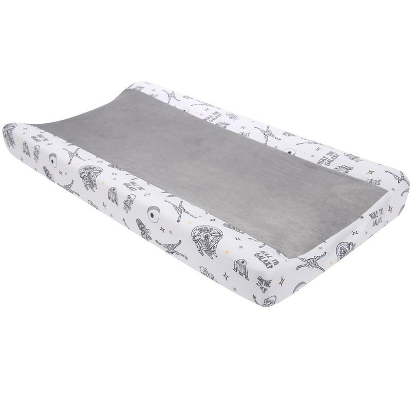 Lambs & Ivy Star Wars Millennium Falcon White/Gray Soft Changing Pad Cover, 1 of 5
