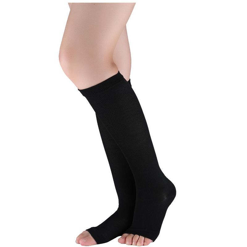 Allegra K Breathable Toeless Compression Knee High Socks, 1 of 6