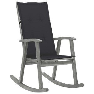 vidaXL Rocking Chair with Cushions Gray Solid Acacia Wood - 1 of 4