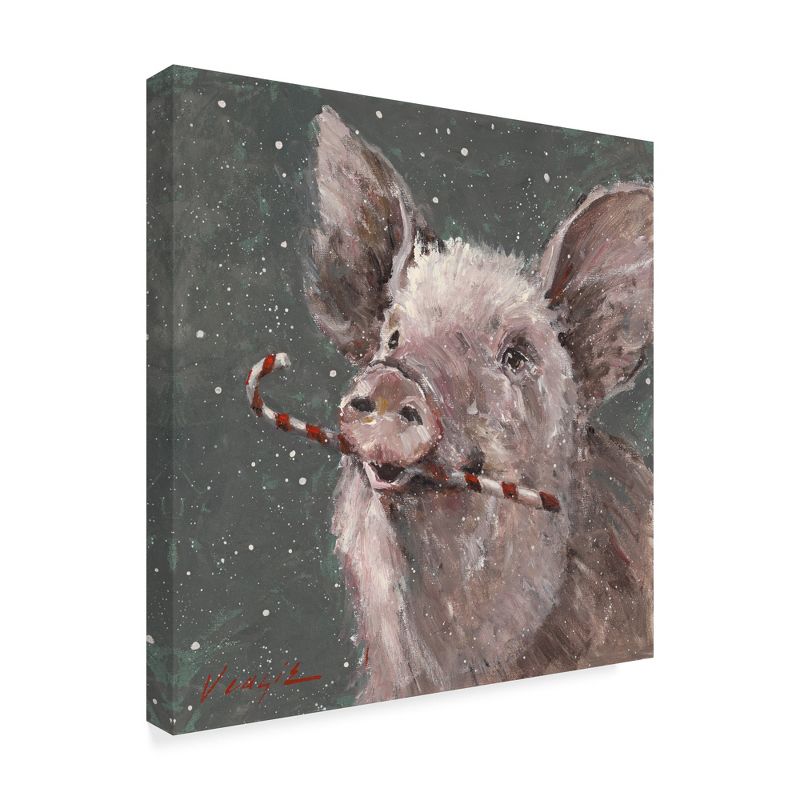 Trademark Fine Art -Mary Miller Veazie 'Teri The Christmas Pig' Canvas Art, 1 of 4
