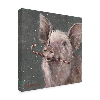 Trademark Fine Art -Mary Miller Veazie 'Teri The Christmas Pig' Canvas Art