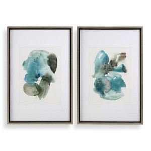 Uttermost Blueprints Framed Prints-Remarkable Abstract Art in Gray & Turquoise, Set of 2 - 1 of 4