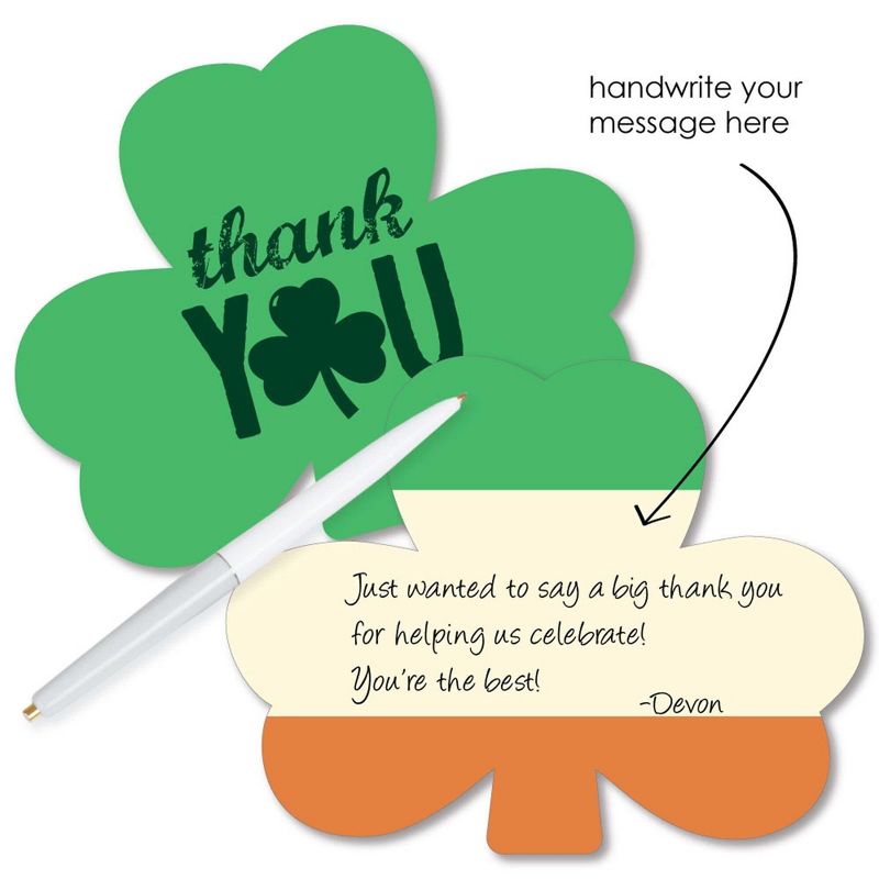 Big Dot of Happiness St. Patrick's Day - Shaped Thank You Cards - Saint Paddy's Day Party Thank You Note Cards with Envelopes - Set of 12, 2 of 8