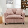 Corduroy Fabric Lazy Sofa Chair with Armrests, Soft Seat Cushion and Ergonomic Backrest for Living Room, Bedroom - 2 of 4