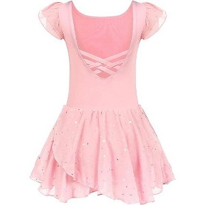 Arshiner Girls Ruffle Sleeve Ballet Dance Dress Tutu Skirted Leotard - 1 of 4