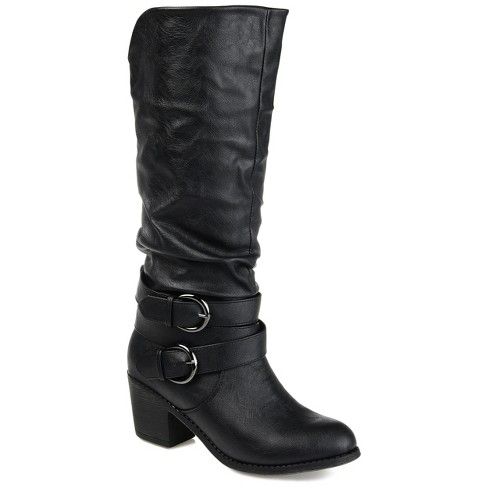 Journee Collection Wide Width Wide Calf Women's Late Boot Black 6 W ...