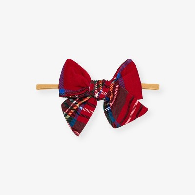 Girls Red Tartan Plaid Nylon Headband - Posh Peanut