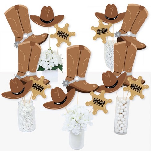 Big Dot Of Happiness Western Hoedown Wild West Cowboy Party Centerpiece Sticks Table Toppers Set Of 15 Target