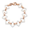 Black Bow Jewelry Rose Tone Stainless Steel & White Ceramic Rhombus Link Bracelet, 7 In - 3 of 4