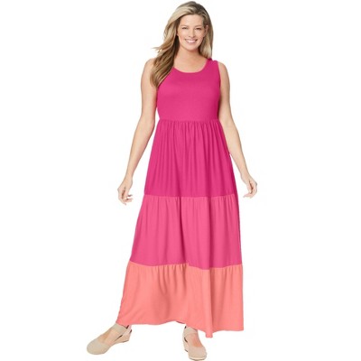 Woman Within Plus Size Colorblock Tiered Dress