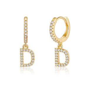 Turandoss 18K Gold Huggie Hoop Earrings for Girls Women - 1Pair Dainty Initial Cartilage Dangle Diamond Earring Hypoallergenic, Christmas Gifts - 1 of 4
