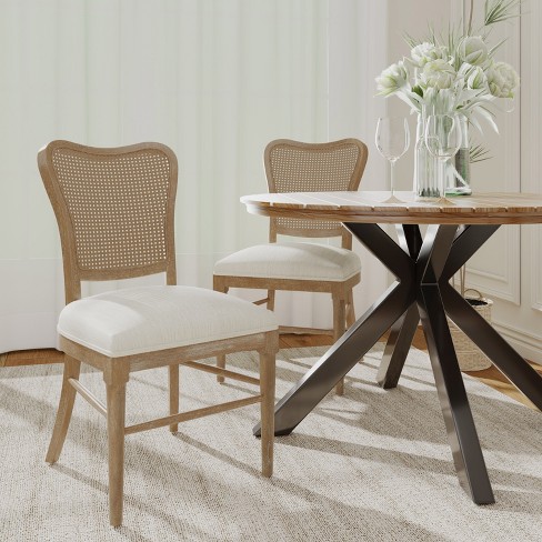 Rattan Weaving Backrest Dining Chairs Set Of 2,armless Kitchen Chairs ...