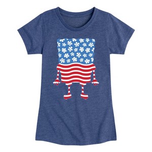 Girls' - SpongeBob SquarePants - Silhouette Stars Stripes Fitted Short Sleeve Graphic T-Shirt - 1 of 4