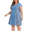 Agnes Orinda Women's Plus Size Chambray Wedding Floral A-Line Dresses - 2 of 4
