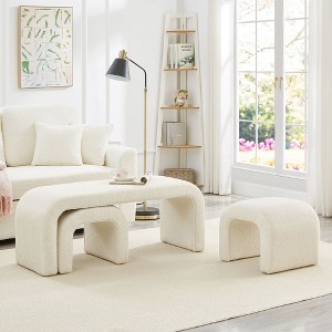 NicBex Set of 3 U-Shaped Pouf Ottoman Benches, Modular Seating for Entryway, Bedroom End of Bed, Teddy Fabric Footrest Stool - 1 of 4