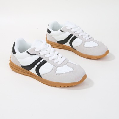 Женские кроссовки BERNESS Women's Lorna Stripe Suede Accents Retro Sneakers Beige 8 — фото 2