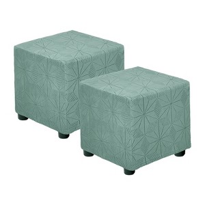 Unique Bargains Jacquard Scratch-Resistant Elastic Square Footrest Slipcovers 2 Pcs - 1 of 4