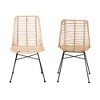 bali & pari Manhattan Modern Bohemian Natural Brown Rattan and Black Metal 2-Piece Dining Chair Set - 3 of 4