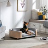 Okak Oval Elevated Solid Wood Pet Bed for Large Dogs,Comfy Cushion Dog Sofa Bed with Walnut Bent Back - 4 of 4