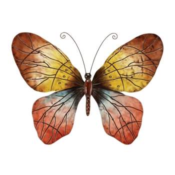 27" x 36" Eclectic Metal Butterfly Wall Decor Red - Olivia & May