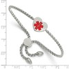 Black Bow Jewelry Stainless Steel, Enamel Heart Medical I.D. Adjustable Bracelet, 8.5 In - image 3 of 4