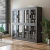 Wood Accent Cabinet in Black, Storage Organizer with Adjustable Shelves and Glass Doors for Kitchen Bedroom Living Room Dinning Room - 4 of 4