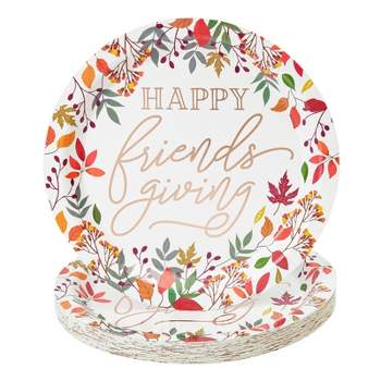 Sparkle and Bash 24 Pack Happy Friendsgiving Rose Gold Disposable Paper Plates (10 Inches)