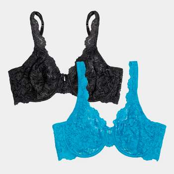 Smart & Sexy Women's Signature Lace Push-up Bra 2-pack Mykonos Blue/black  Hue 36c : Target