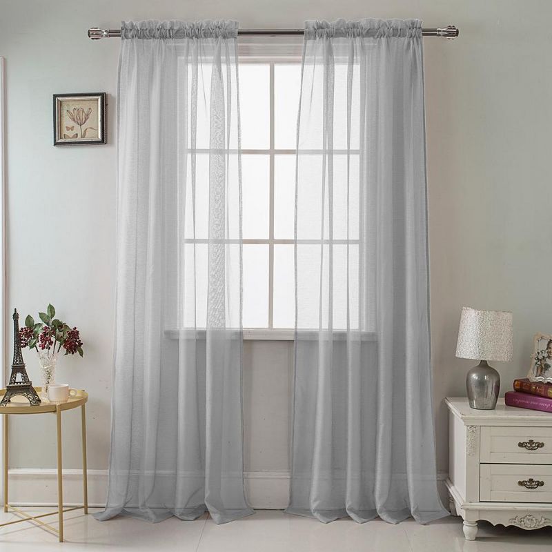 Olivia Gray Celine Sophisticated Sheer Curtain Panel 55" x 90" for Living Room, Bedroom & Kitchen, 2 of 5