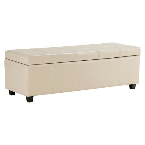 48 Cambridge Storage Ottoman Satcream Bonded Leather Wyndenhall