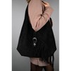 Rosalin - Black Suede Leather Tassel Shoulder Bag (Women) black standart - 3 of 4