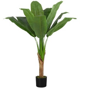 Gulches Artificial Plant, 43" Tall, Banana Tree, Indoor, Faux, Fake, Floor, Greenery, Potted, Real Touch, Decorative, Green Leaves, Black Pot - 1 of 4