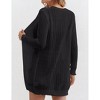 Womens Sweater Cardigan Open Front Mesh Sweater with Side Pocket Ribbed Cuff Sweater Knit Beach Cover Ups - 2 of 4
