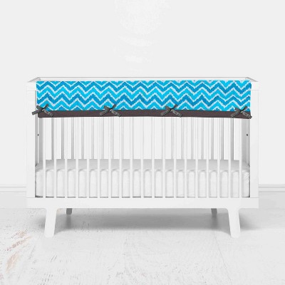 Bacati - Mix n Match Chevron/Dots Long Crib Rail Guard Cover Turq/Gray