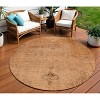Copper Orange And Brown Oriental Washable Indoor Outdoor Area Rug - 2 of 4