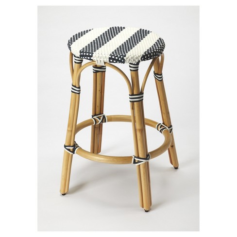 Tobias Rattan Counter Stool - Black / White - Butler ...