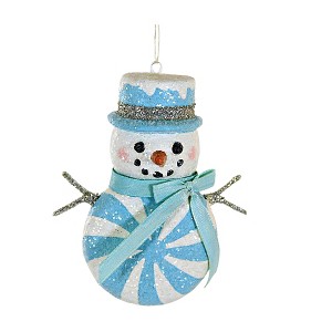 Bethany Lowe 3.5 Inch Aqua Peppermint Snowman Ornament Christmas Carrot Nose Tree Ornaments - 1 of 3