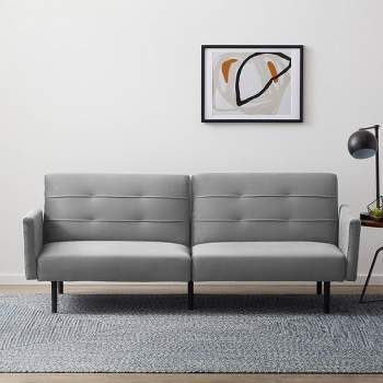 Comfort Collection Futon Sofa Bed with Buttonless Tufting - Lucid