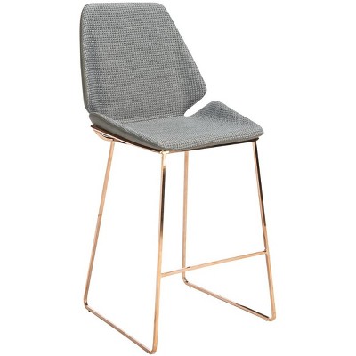 Masami Grey and Gold Saddle Style Counter Stool