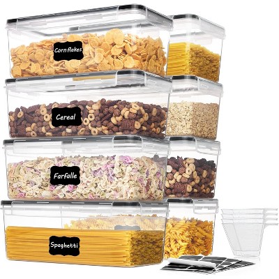 Paaaawaters Airtight Food Storage Containers with Lids 8PCS Set 3.2L, Plastic Spaghetti Container for Pasta organizer